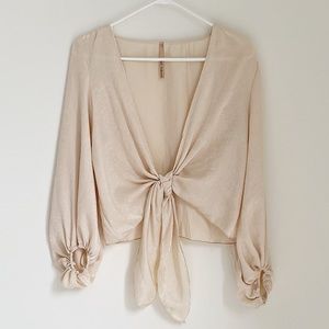 Front Tie Long Sleeve Top